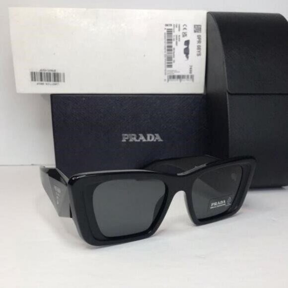 Authentic New Prada PR - 08YS 1AB5S0 Sunglasses Women's Black Dark Grey Butterfl - Picture 4 of 11